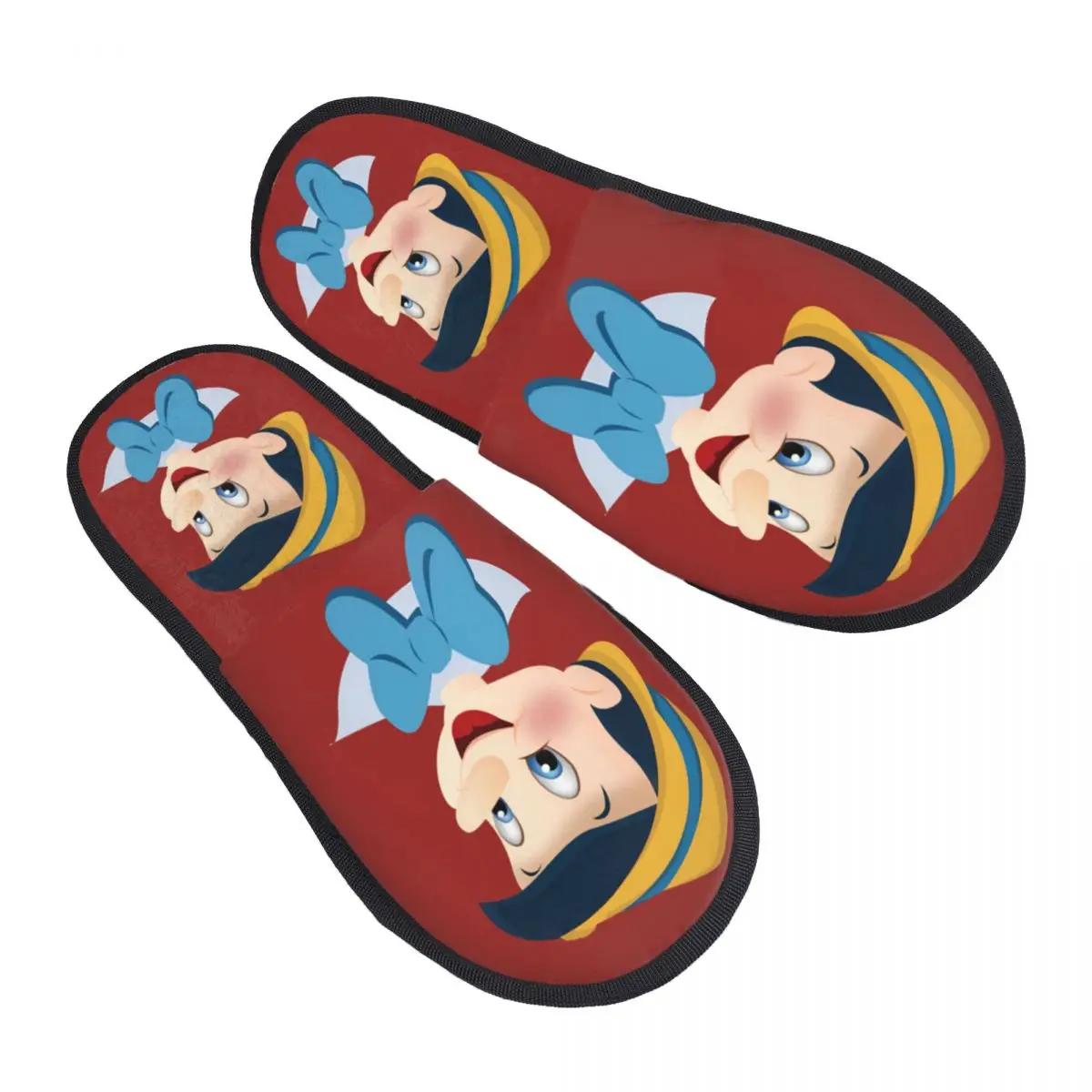 

Custom Pinocchio Guest Slippers for Spa Women Funny Cartoon House Slipper