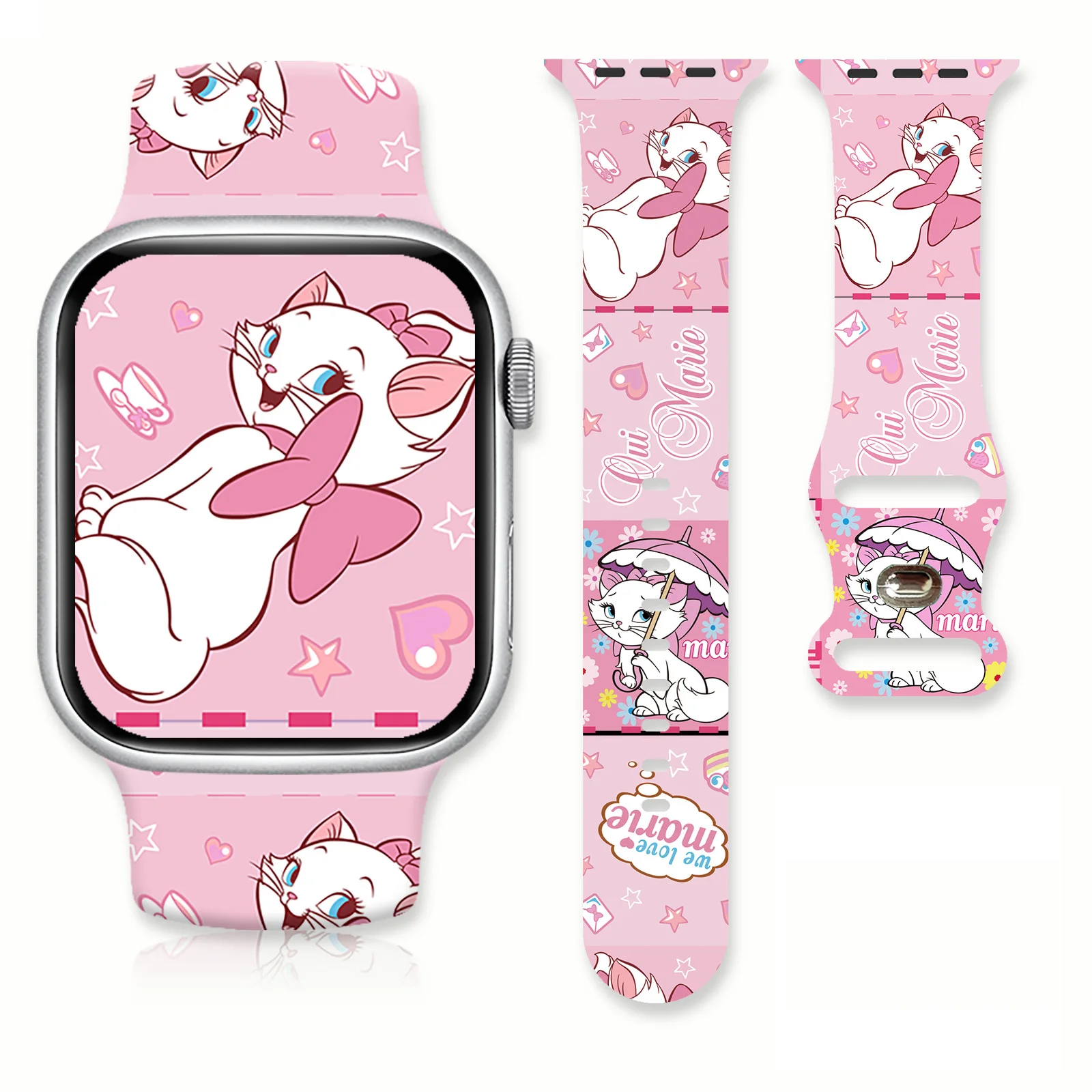

Disney Marie Cat printing Strap for Apple Watch 11 10 9 8 7 Band Replaceable Bracelet for iWatch 46mm 42mm 41mm 40mm Watchband