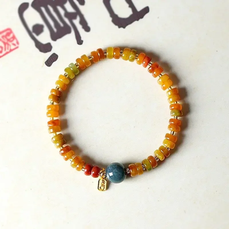 

Натуральные оригинальные товары, желтый нефритовый браслет, женский нефритовый браслет на руку, подарок на день рождения для девочек, ювелирные изделия в китайском стиле в стиле ретро, 2025 Lucky