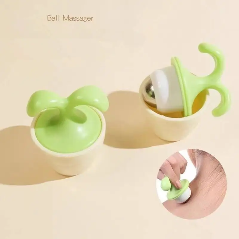 Flower Pot Massage Cute Flower Seedling Massager Eye Cream Compress Massage with Roller Steal Ball for MuscleRelexation