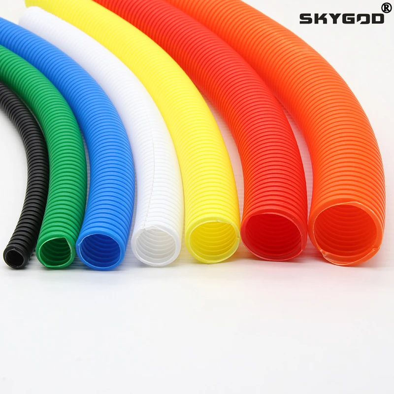 1/5/10M Corrugated Pipe Wire Hose AD 11.6mm-34.5mm PP Insulated Threading Hose Plastic Corrugated Pipe Protective Sleeve