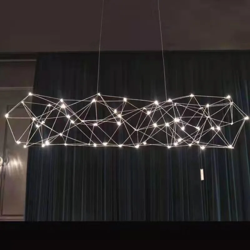 โคมไฟระย้าทรงลูกบาศก์โคมไฟโต๊ะทานอาหารสไตล์นอร์ดิกโมเดิร์นเรียบง่ายหรูหราแผนกต้อนรับหิ่งห้อยเก๋ไก๋โคมไฟ LED สำหรับห้องนั่งเล่น