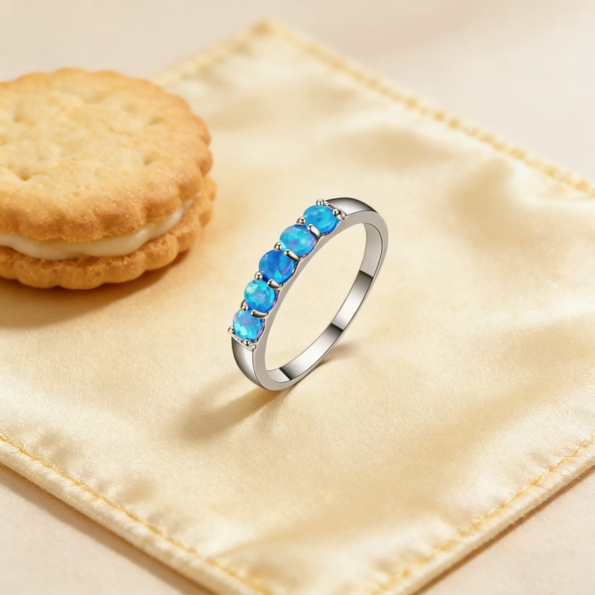 New design blue fire opal Women\'s Rings Anti Allergy Elegant Jewelry perfect birthday and anniversary Dating gifts for women