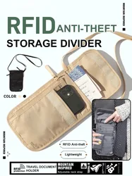 Travel document bag Lightweight multi-functional storage bag Passport holder mobile phone storage Waterproof anti-theft bag