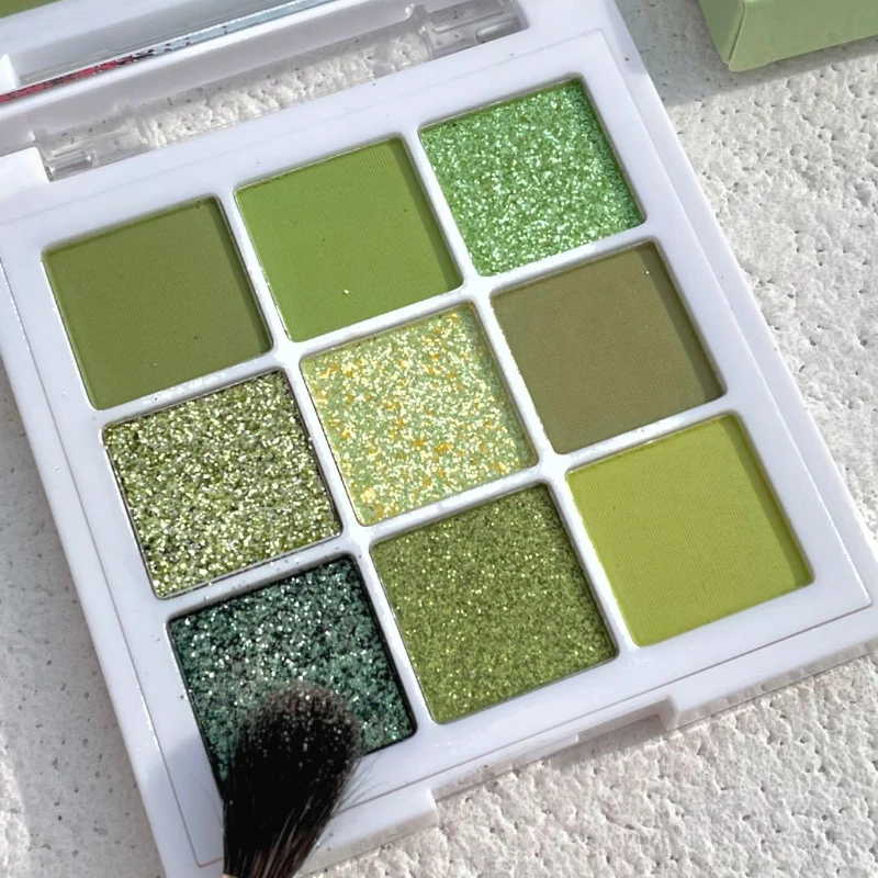 New Avocados Green Pearlescent Eyeshadow Palette Guacamole Glitter Sequins Brighten Eye Grooming Female Cosmetic Makeup Palette