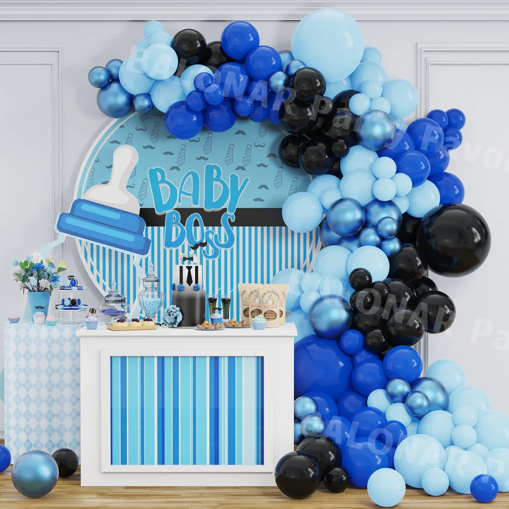 114Pcs/Set Blue Latex Balloon Garland Arch Kit Baby Boss Birthday Party Decorations For Baby Shower Decor Baloon Accessories