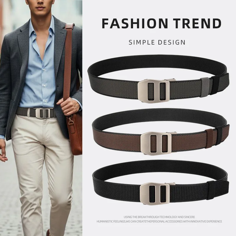

Fashionable Casual Outdoor Nylon Tactical Belt Men's Japanese Character Automatic Buckle Woven Elastic Belt Men's Business Belt