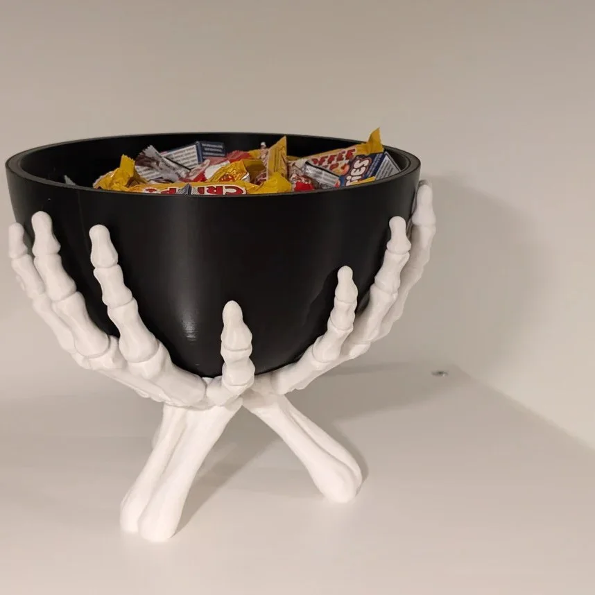 Spooky Skeleton Hands Candy Bowl Gothic Halloween Party Decor, Desktop Storage Bowl for Treats Tabletop Ornament