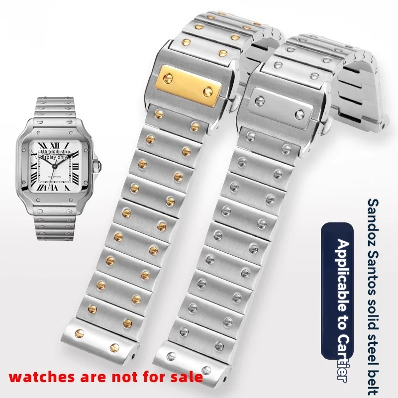 

Fro Compatible with Cartier Santos 100 series WSSA0009 solid stainless steel men's watch chain 20mm 23mm watch accessories