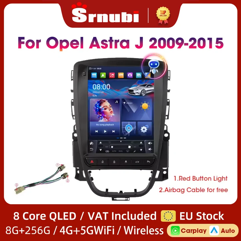 راديو سيارة 2 Din لأوبل أسترا J 2009-2015 أندرويد السيارات نظام تحديد المواقع والملاحة رئيس وحدة الوسائط المتعددة مشغل فيديو 5G WIFI Carplay DVD #1