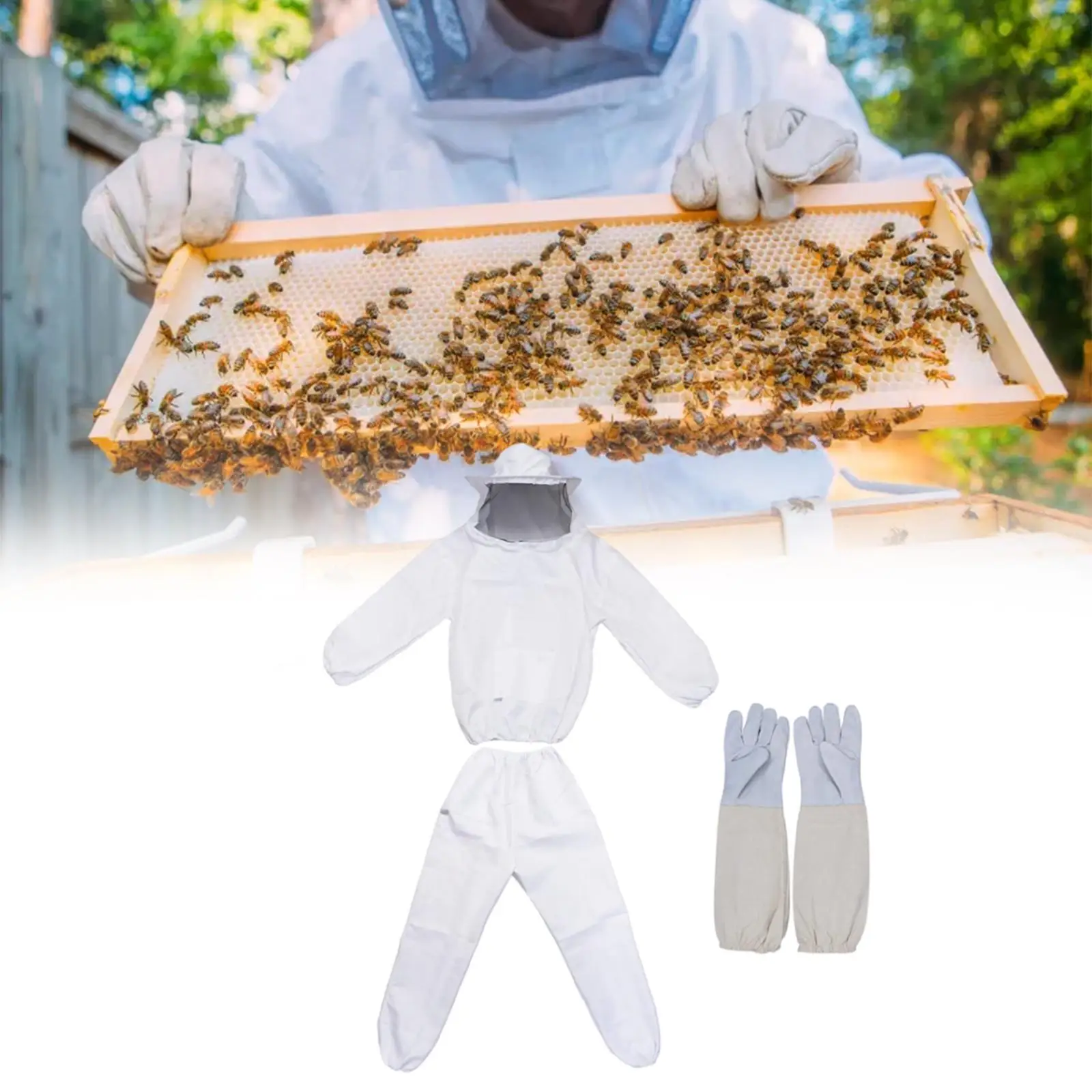 Protective Beekeeping Suit with Gloves Hood Jacket Pants for Men Women Lightweight Breathable Fabric Anti Bee Wasp Outfit