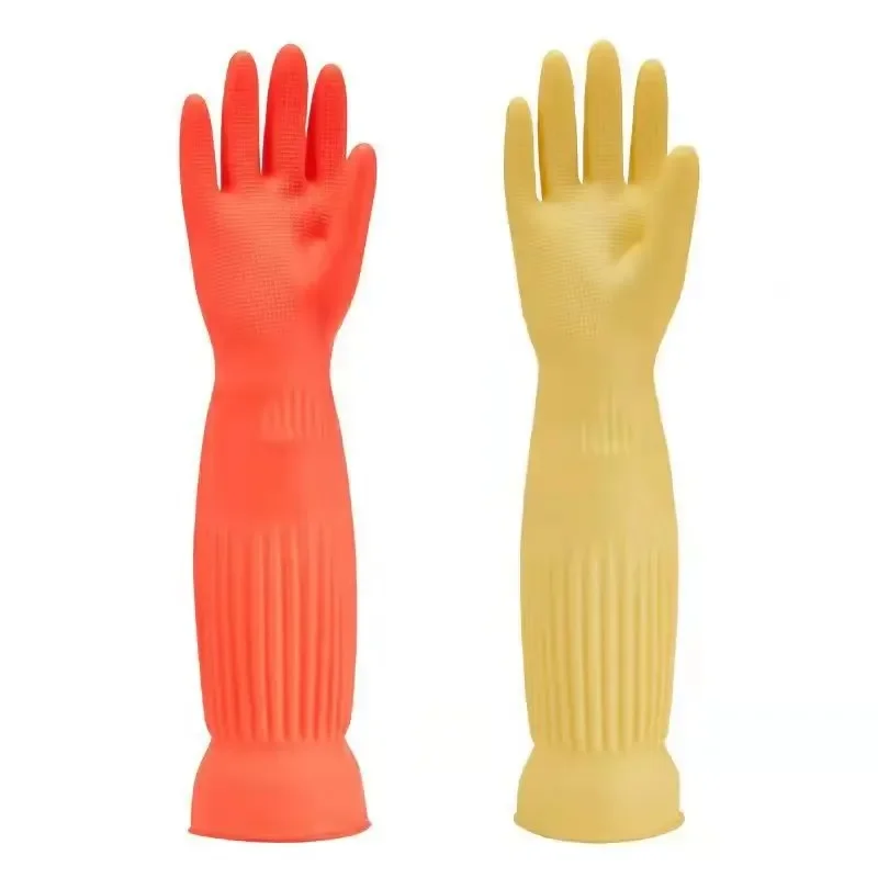 45cm 1 par de guantes de limpieza para lavar platos alargados guantes de goma de silicona para lavar platos para el hogar depurador herramienta de limpieza de cocina