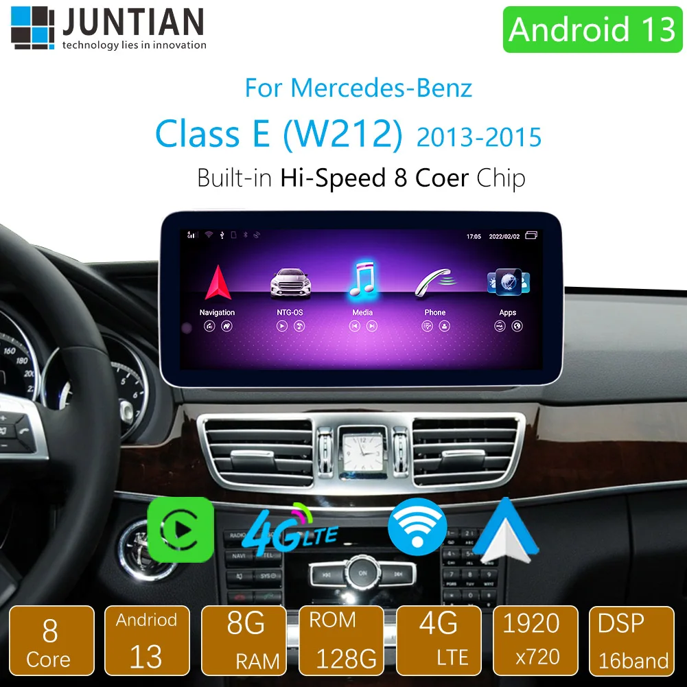 For Mercedes-Benz W212 Class E 2013-2015 (LHD,RHD) Android 13 Navigation GPS with Carplay Auto Multimedia Player Screen