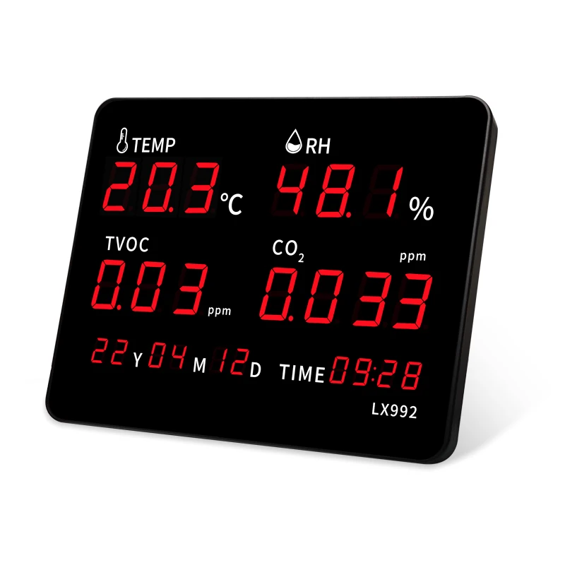 

RC992-A LED Temperature Humidity Instrument with Built-in Probe Digital Wall Clock with Alarm Calendar for Sauna Room Greenhouse