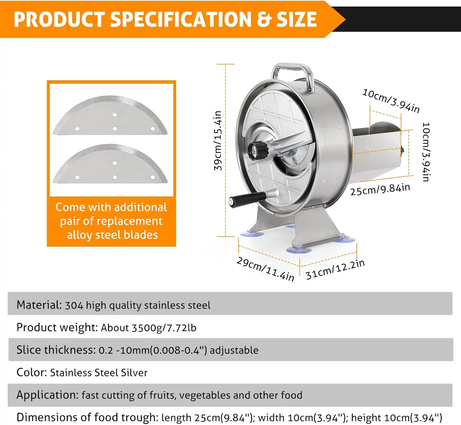 Commercial Slicer Machine Manual Vegetable Fruit Slicer Food Slicing Machine Stainless Steel Vegetable Cutter for Potatoes