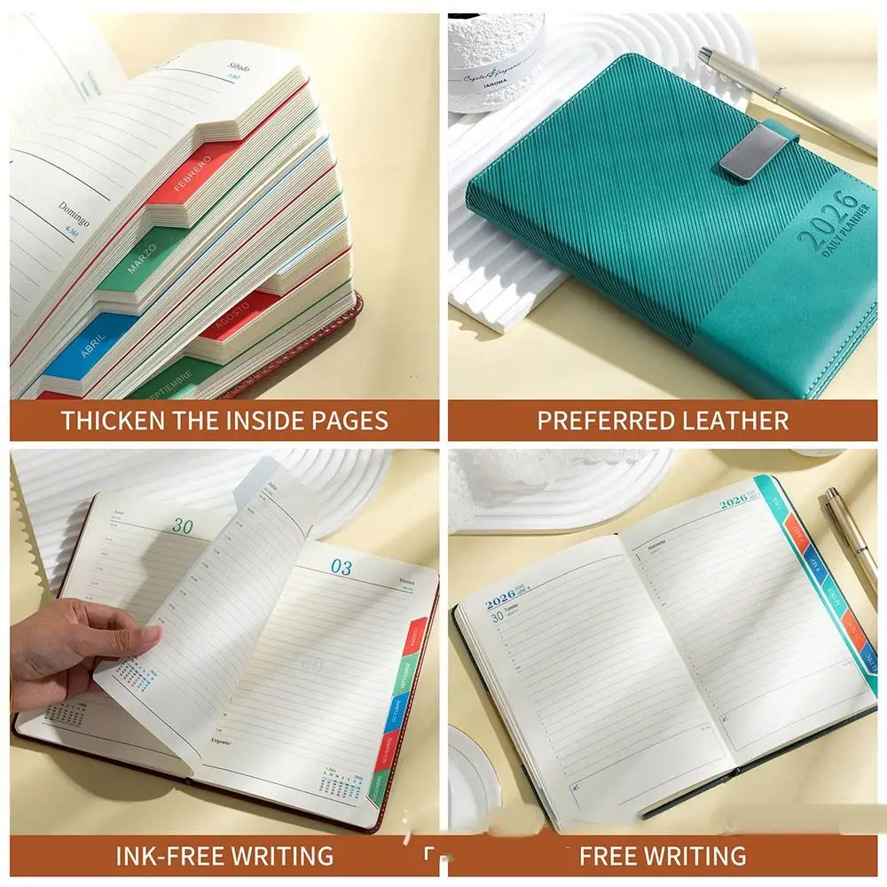 การจัดการเวลา 2026 Schedule Planner Notepad 365 วันประสิทธิภาพ A5 ภาษาอังกฤษ Daily Plan Notebook สวมใส่ To-do List