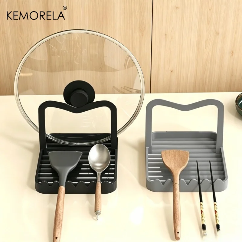 1PCS Spatula Pot Lid Holder Foldable Multifunctional Upright Stand Kitchen Draining Rack Wave Anti-slip Storage Organiser