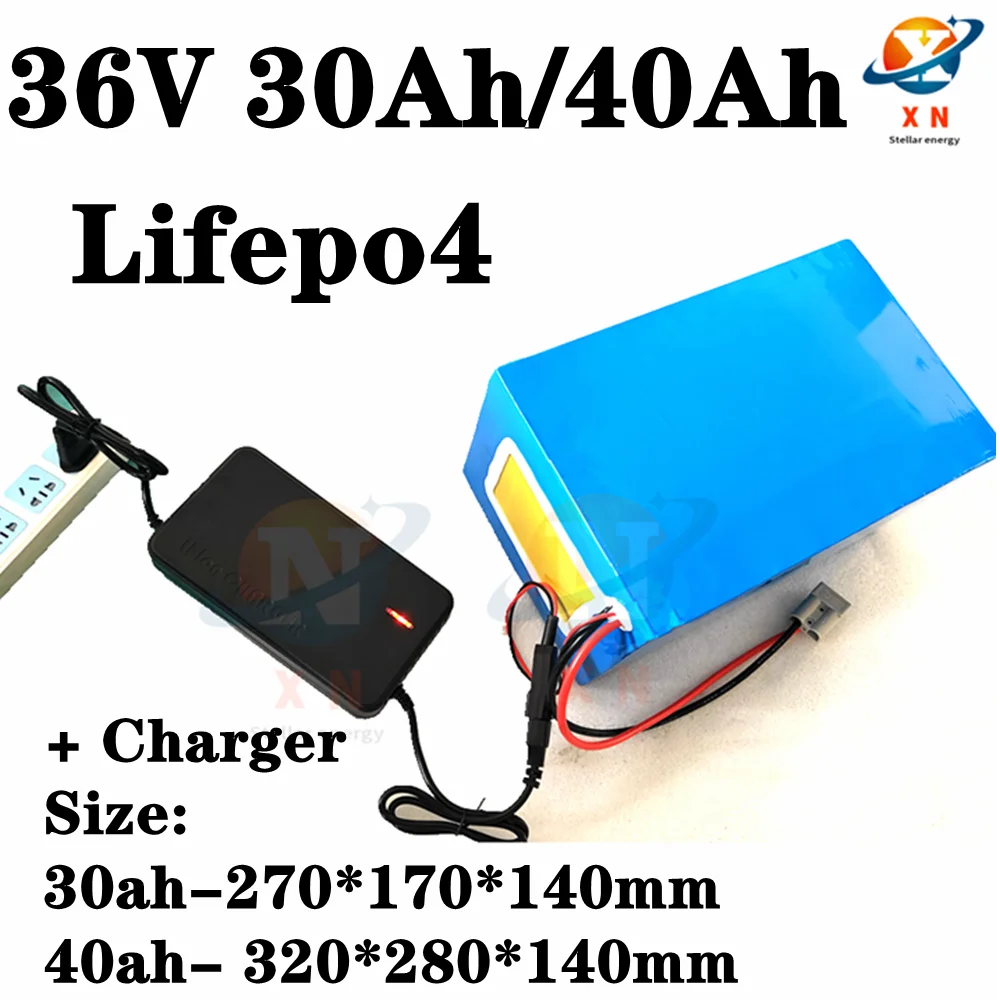 Batterie rechargeable Lifepo4 36v 30ah 40ah lithium battery 3.2v battery BMS suitable for 500W 1000W electric vehicles+charger