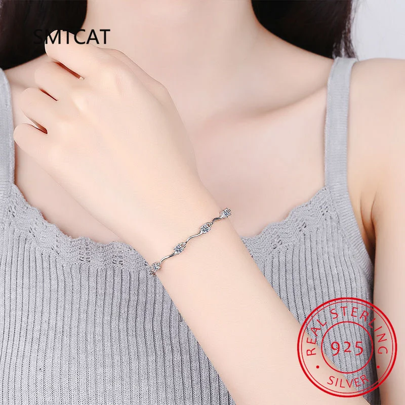 Four Claw Moissanite Tennis Bracelet 925 Sterling Silver Twist Wave Bracelet for Women Man Sparkling Diamond Party Jewelry