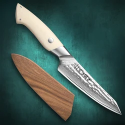 HEZHEN Elegant Series 5 Inches Utility Knife 67 Layers Damascus Steel 10Cr15CoMoV Steel Core Kitchen Cutlery Tools Gift Box