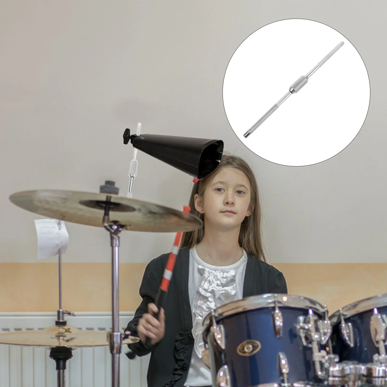 

Cowbell Mounting Bracket Straight Rod Metal Clamp Mount Drum Percussion Holder Extension Rod Stable Cowbell Accessory