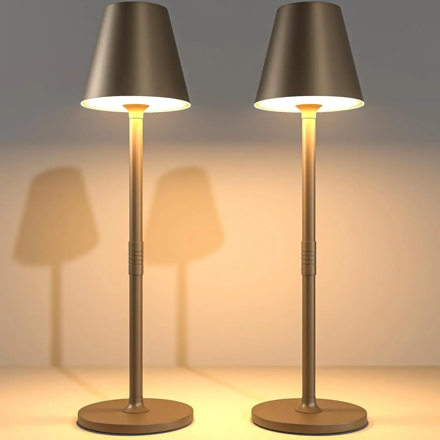 

2 Pack LED CordlessTable Lamp,4000mAh Rechargeable Battery Desk lamp,3 Level Brightness Portable Night Light, Minimalist Design