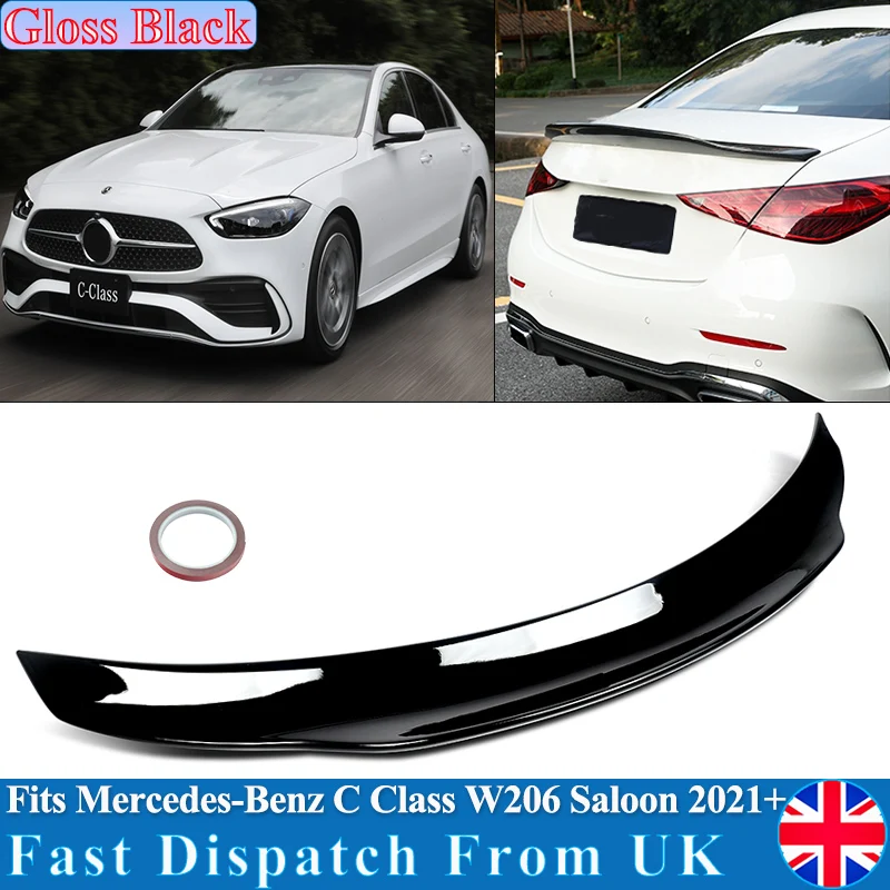 

FOR MERCEDES Benz W206 GLOSS BLACK REAR BOOT SPOILER C CLASS C200 C300 SALOON 2021 2022 PSM STYLE Trunk Roof Spoiler Lip Trim