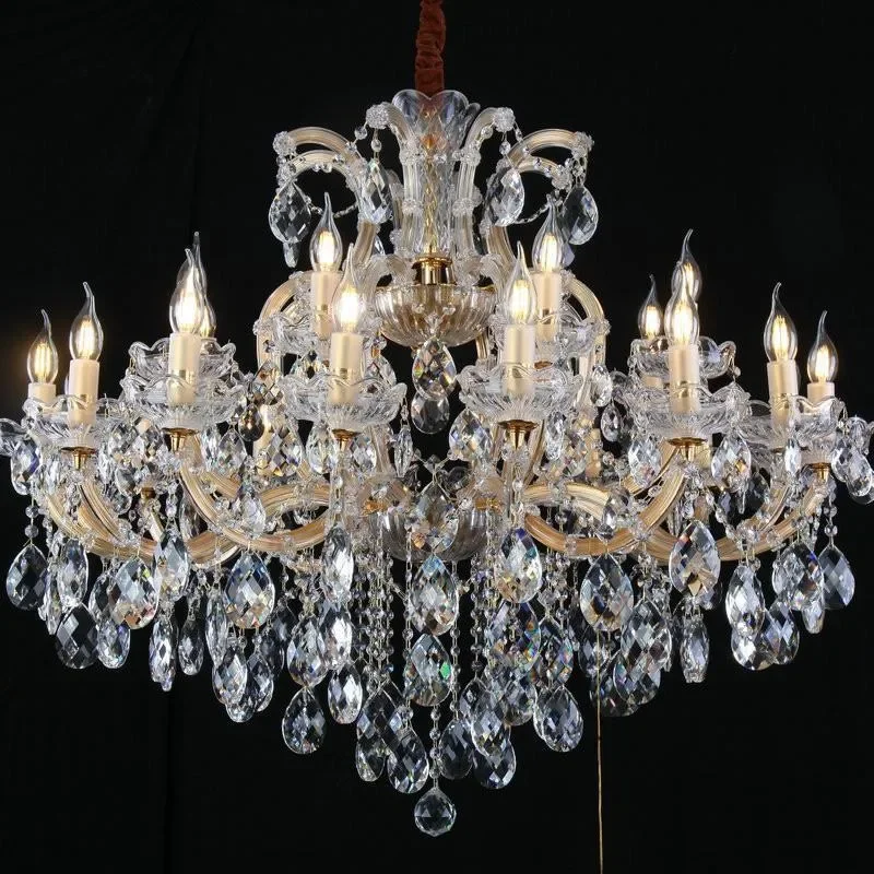 European Crystal Floor Lamp Luxury Chandelier for Living Room Dining Bedroom Villa Simple American Style Duplex Lighting