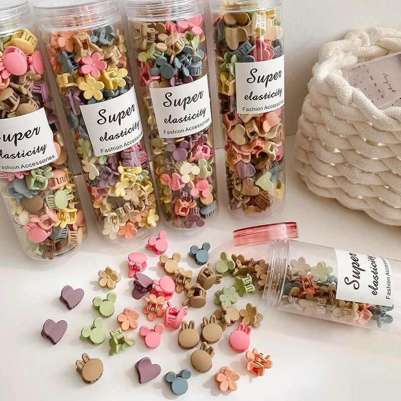 50PCS/Box Cute Cartoon Princess Girl Hairpins Colorful Flower Mini Hair Claws Kids Headwear Hair Accessory for Girl