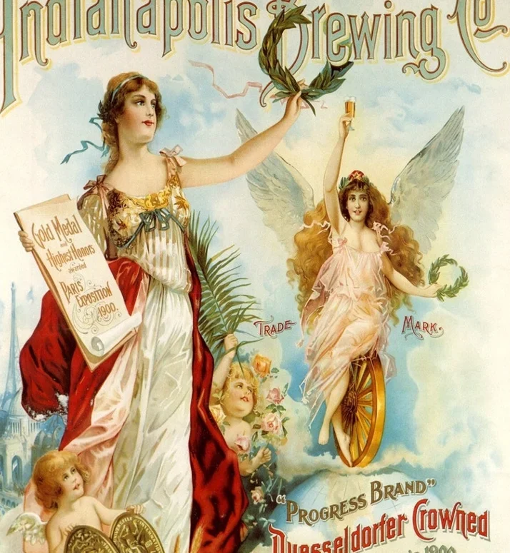 Beer Angel Indianapolis Brewing Paris Grand Prize American Bar Champagne AD Vintage Poster Canvas Wall Art For Livingroom Decor