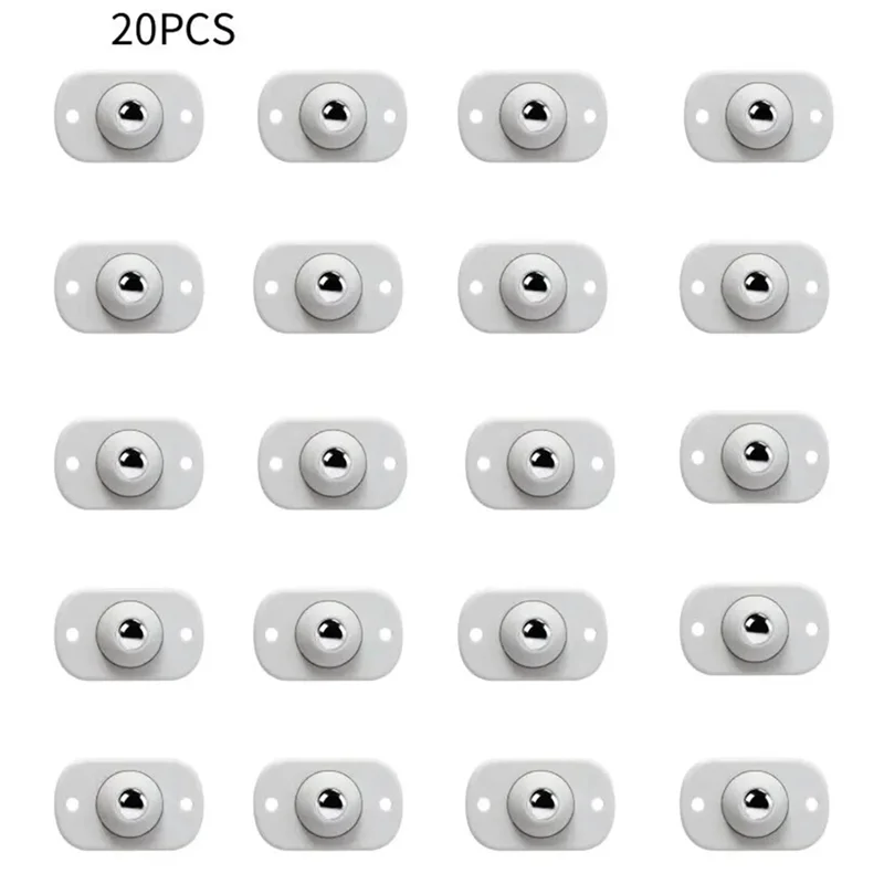 PORK-20Pcs Wheels For Furniture Stainless Steel Roller Self Adhesive Caster Home 360 Degree Swivel Universal Wheel