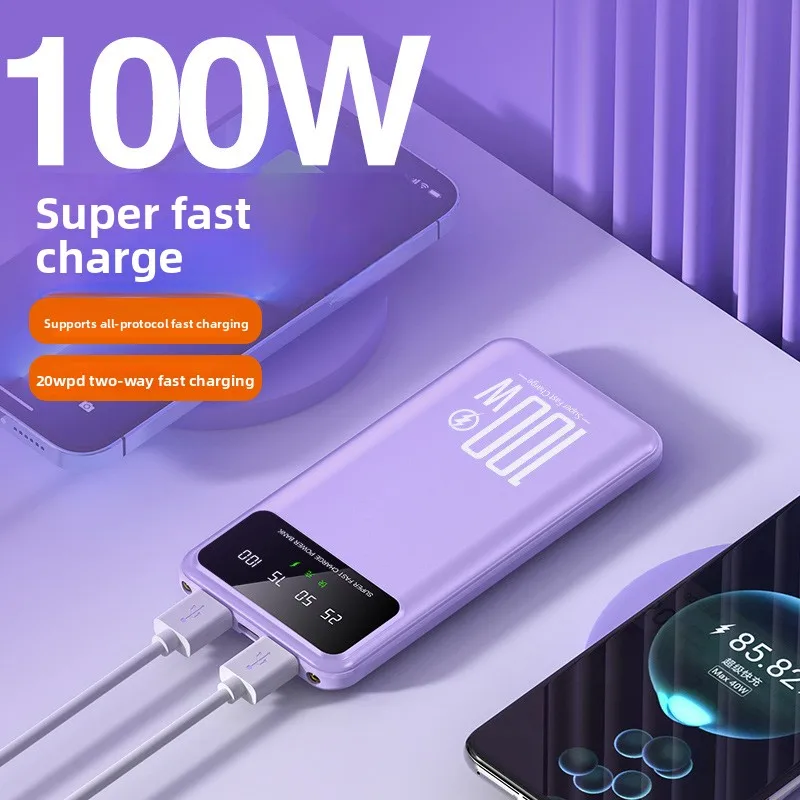 

Новый портативный аккумулятор (Power Bank) 30000 мАч, 100 Вт, быстрая зарядка, внешний аккумулятор для iPhone и Huawei, модель 2025 года