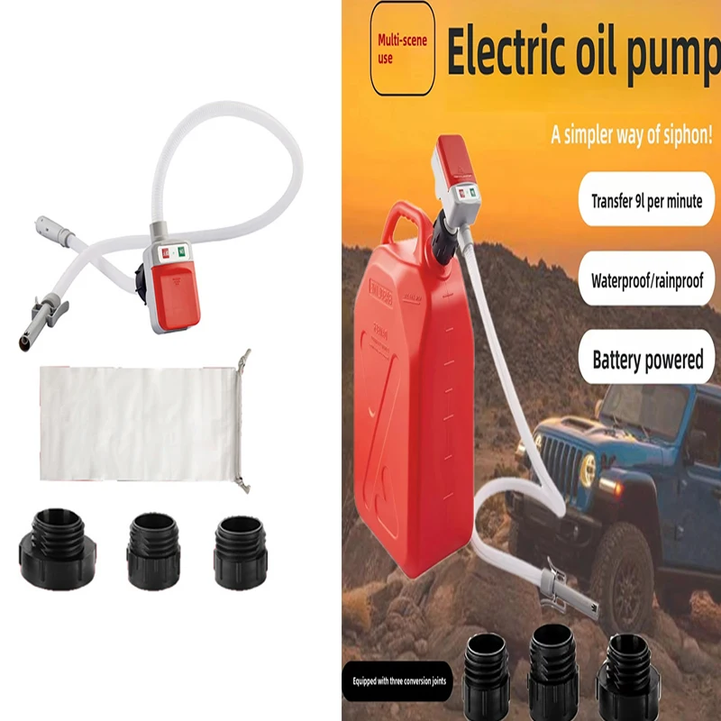 

Fast Fuel Transfer Pump Auto Stop Safety Multi Tank Adapters Battery Powered Portable Hose For Car Boat Emergency Camping RV