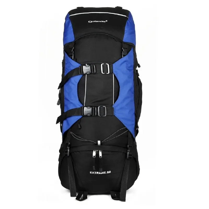 80L Color Block Wear Resistant Waterproof Back Support Hiking Backpack Polyester Outdoor Trekking Camping Rucksack Travel Bag
