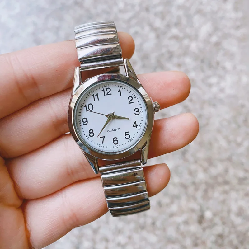 Reloj impermeable para mujeres de mediana edad y ancianos, reloj para hombres y mujeres, reloj para parejas, número grande de acero B