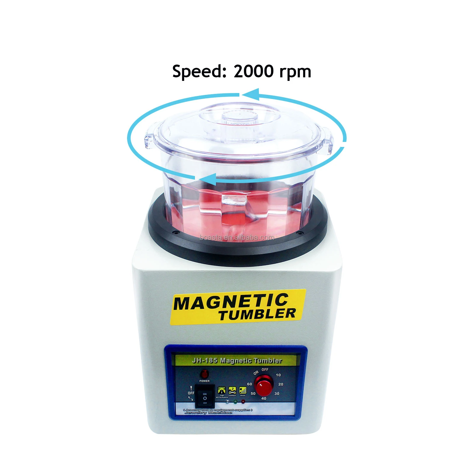 JH-185 Magnetic Finishing Machine Rotary Tumbler 600g Compact Jewelry Cleaning Polisher for Small Metal Parts 2000rpm 0.25KW