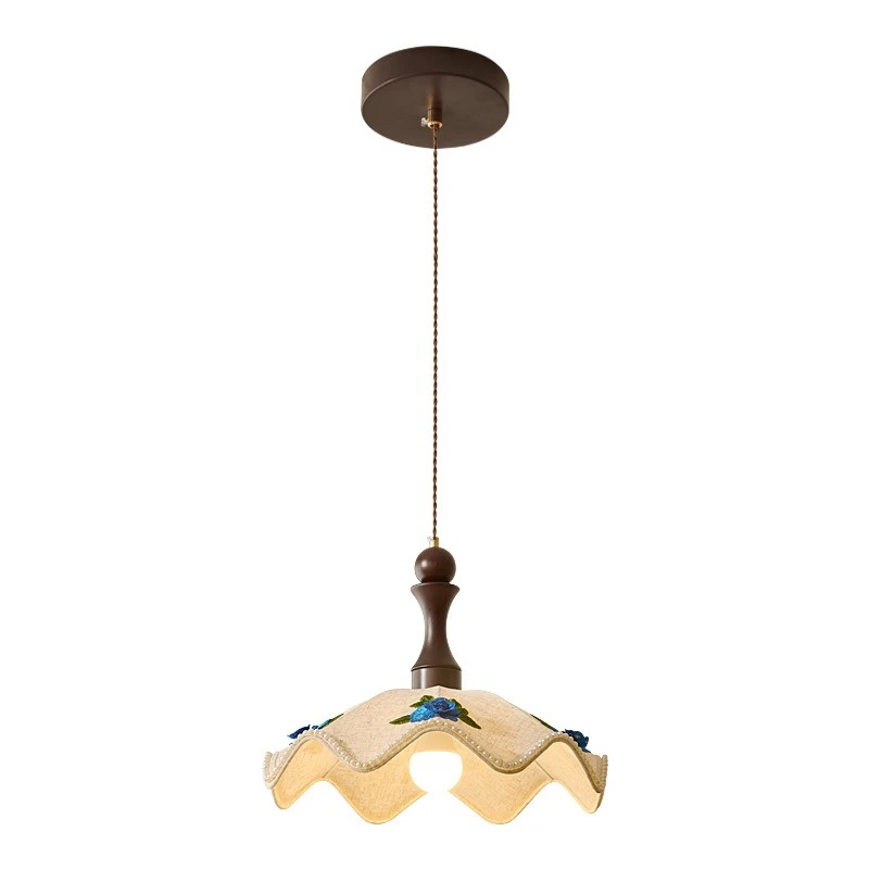 

Home aisle fabric chandelier bedroom bedside lamp retro wind pattern solid wood ceiling lamp