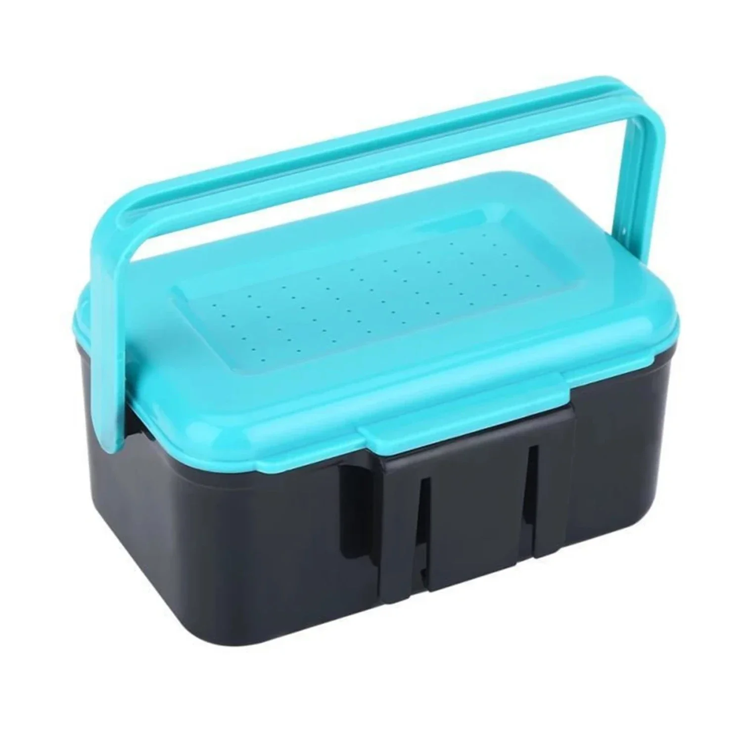 Fishing Tackle Box With Carrying Handle Worm Earthworm Bait Box 2 Compartment Lure  Case Fishing Gear Accessories