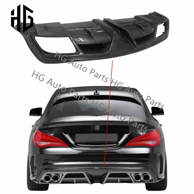 

Car Accessories Auto Parts Glossy Black Carbon Fiber P Style Car Rear Lip Diffuser Auto Part For Mercedes Benz CLA260 CLA45 W117