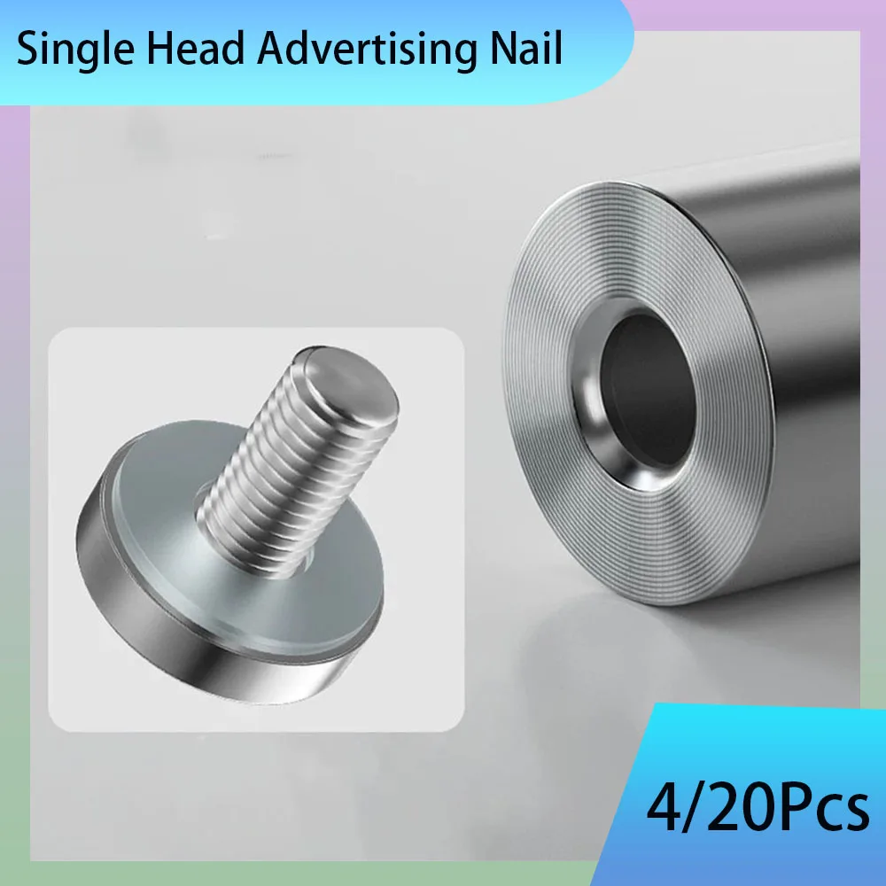 4-20Pcs Stainless Steel Single Head Support Column Advertising Board Photo Frame Isolation Screw Wall Display Fixed Mirror Nail