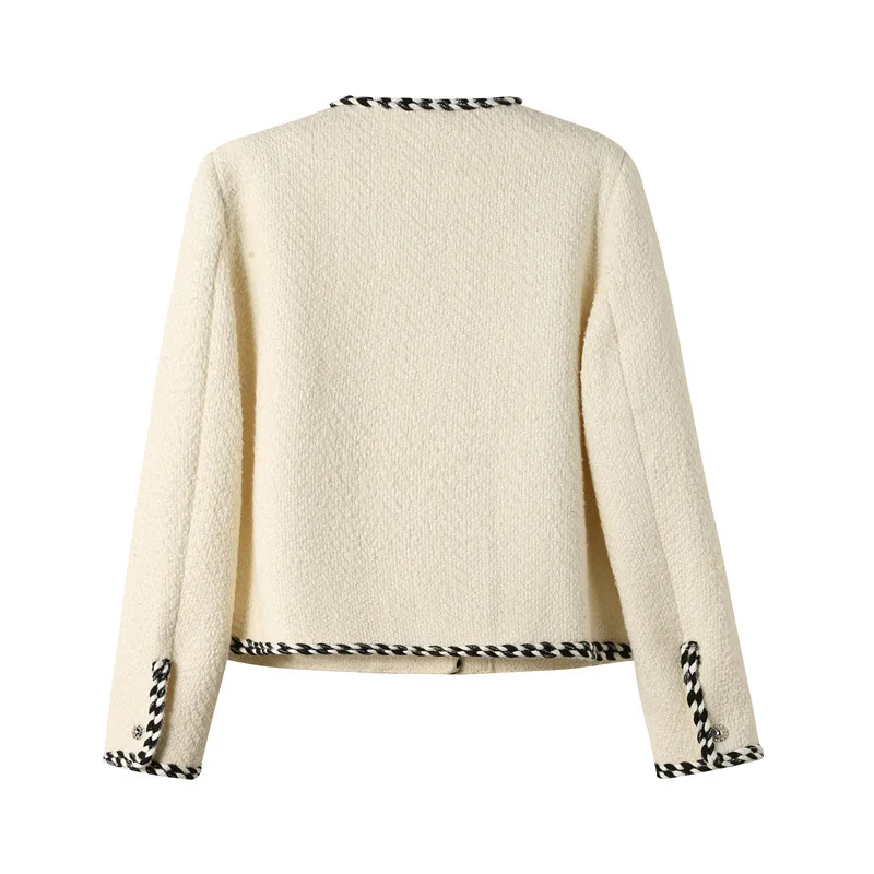 Women's woven lace tweed short jacket 2026 new spring/autumn loose small fragrant cardigan classic top