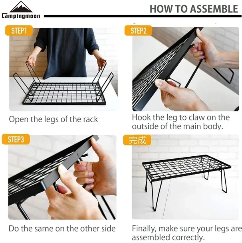 CAMPINGMOON T-230 IGT Camping Outdoor Hiking Portable Picnic Iron Folding Table Can Be Multiple Superimposed Fold Net Table