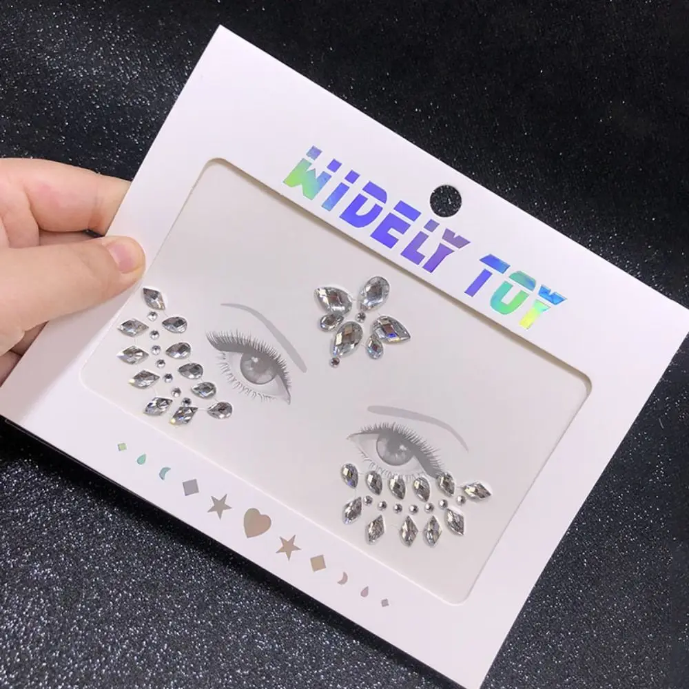 

Waterproof 3D Rhinestones Sticker Glue Free Fake Tattoo Crystal Facials Sticker Beauty Colorful Temporary Tattoo Sticker