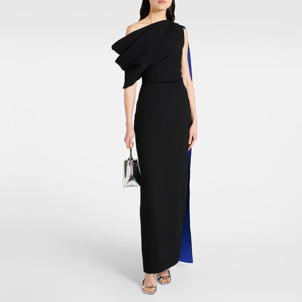 Elegant Evening Party Dresses for Women One Shoulder Column Cocktail Gowns Black Ankle Length Draped Maxi Cocktail Dress 2025