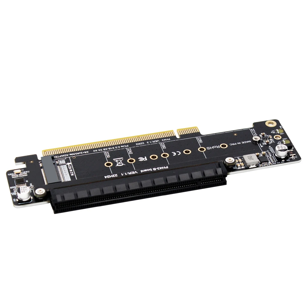 PCIE4.0 X16 to X8+X4+X4 Splitter Adapter Card for M.2 NVME 2230-22110 SSD / SFF-8639 Card PCI-Express 4.0 Expansion Riser Card