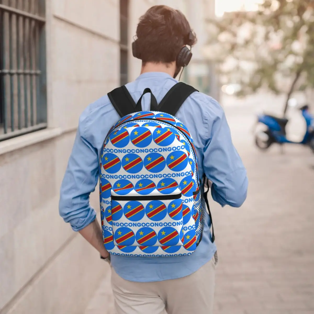 

Flag Of Congo Kinshasa Flag Of Zaire Backpack Student BookBag Kids School Bag Laptop Shoulder Bags for Men Women