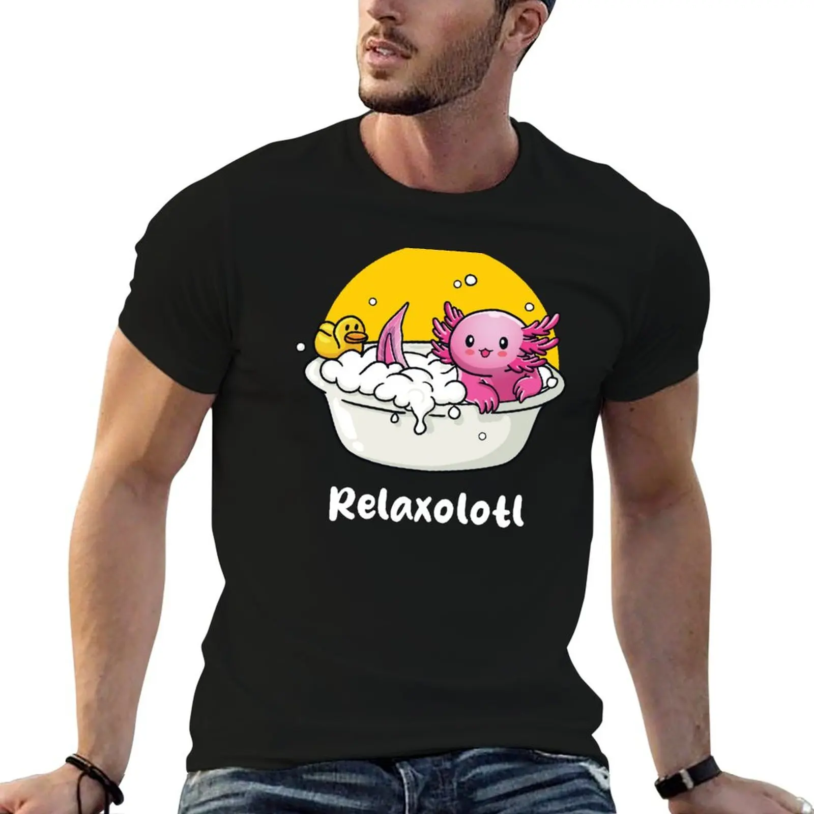 

Relaxalotl - cute axolotl (on dark colors) T-Shirt plain graphic t shirts men t shirt