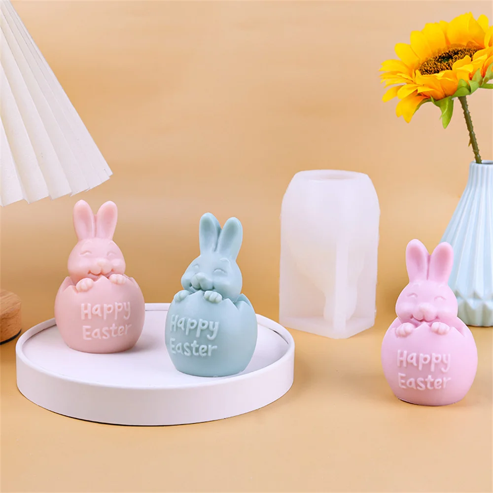 Handmade Silicone Happy Easter Hatchling Bunny Candle Mold Rabbit Resin Ice Cube Chocolate Baking Mould Home Decor Gifts 2025