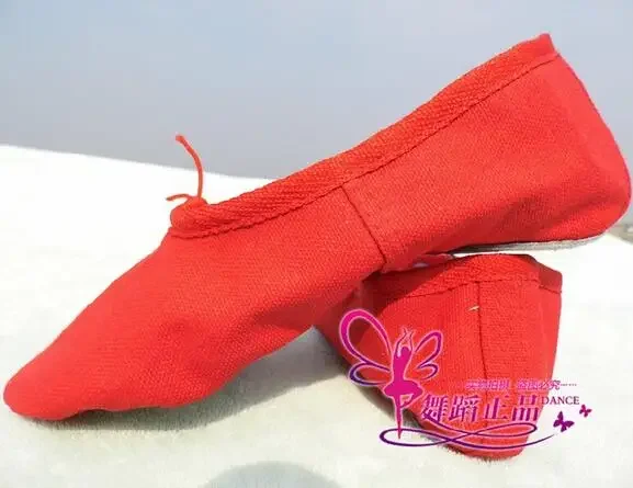 Chaussures de danse de ballet à semelle fendue en toile, pantoufles de ballet, vente en gros