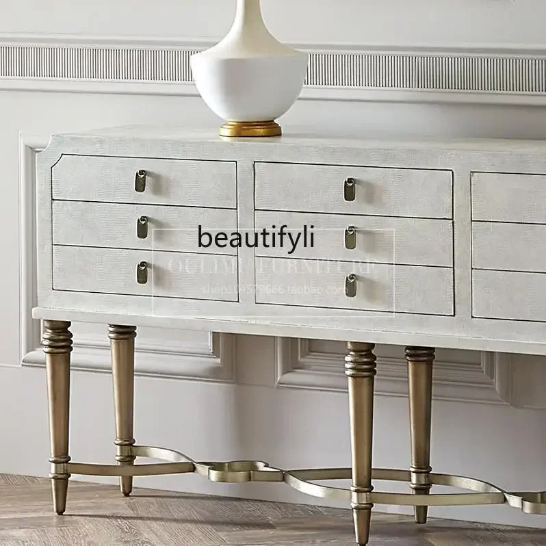 

1184Custom Furniture American Country Solid Wood Metal Sideboard Cabinet Entrance Cabinet